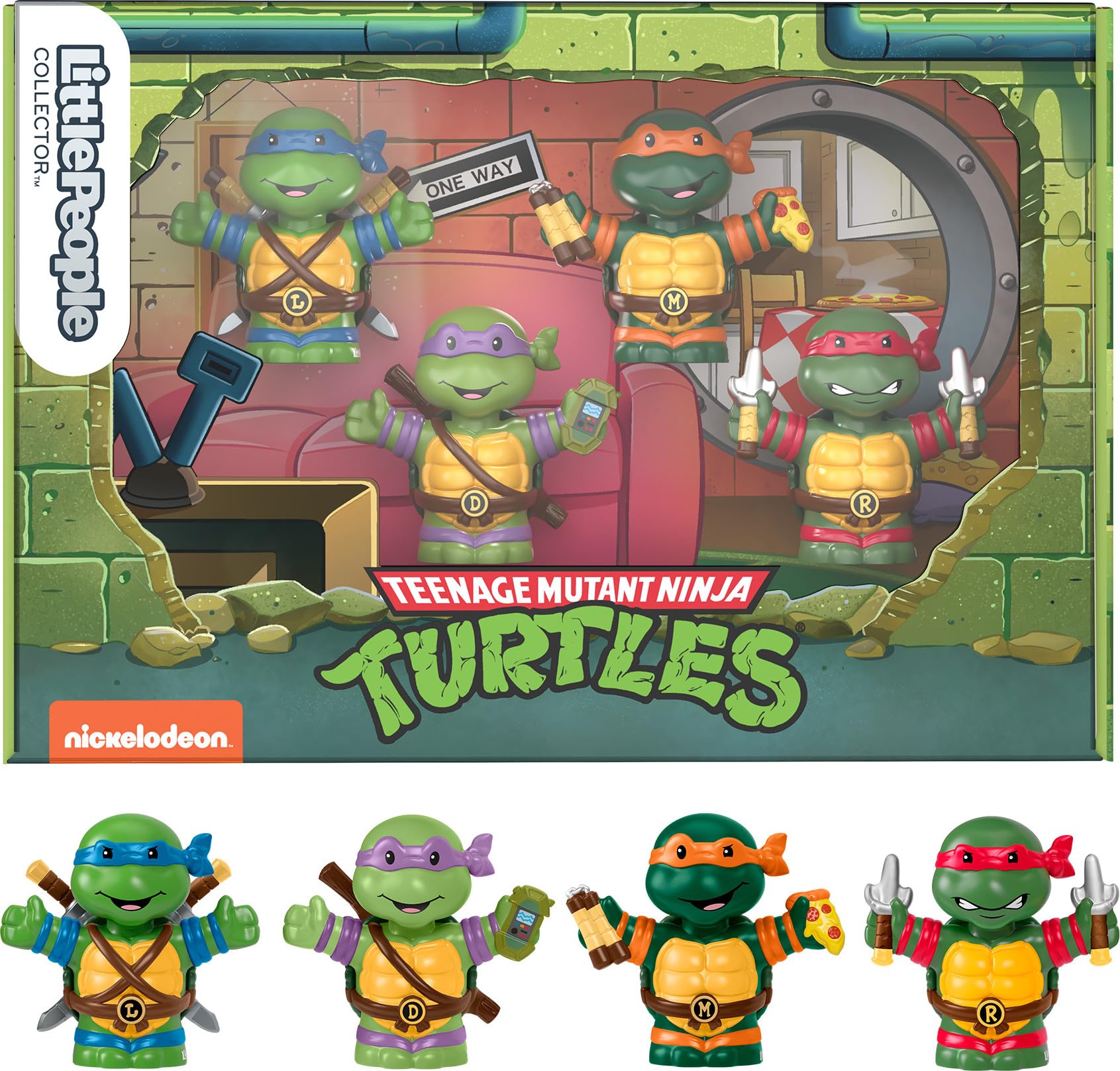Fisher-Price Little People Collector Teenage Mutant Ninja Turtles Special Edition Set in a Display Gift Box for Adults & Fans, 4 Figures