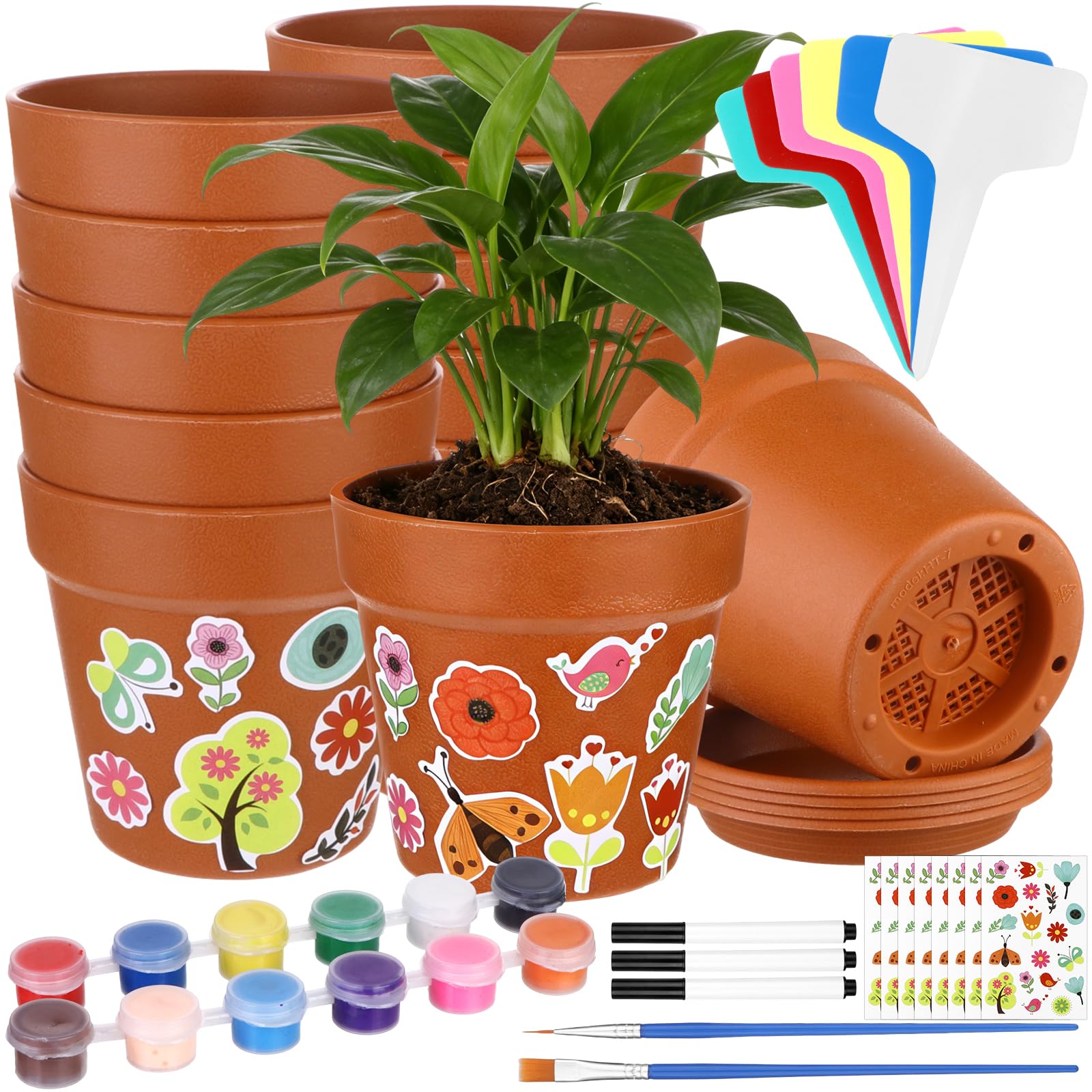 Pots de jardinage enfants à peindre pour animer un anniversaire ou un après-midi créatif
