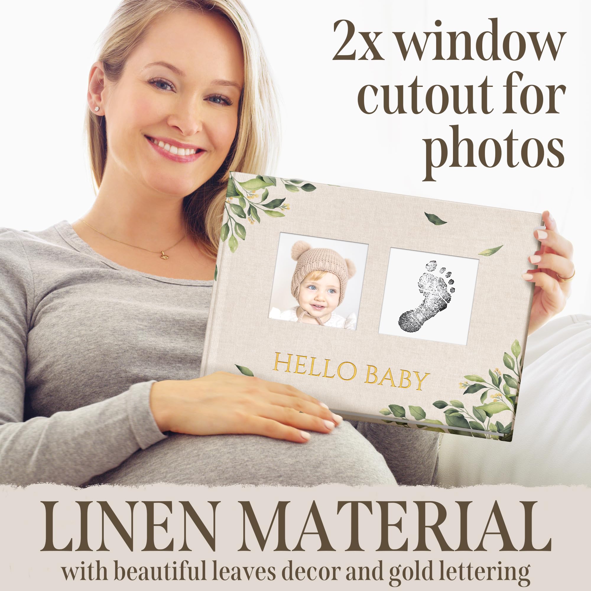 Andenken Baby Erinnerungsbuch 30,2 x 22,4 cm, Meilensteinbuch für Baby mit goldenem Stift und Matte Papier Hardcover-Box. geschlechtsneutrales Erinnerungsbuch für Baby Junge oder Mädchen, Babybuch mit