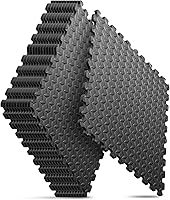 Nazhura EVA Interlocking Home Gym Mats - 12 Puzzle Foam Tiles, 48 Sq Ft Black Floor Protection for Workouts, Yoga & Kids Play