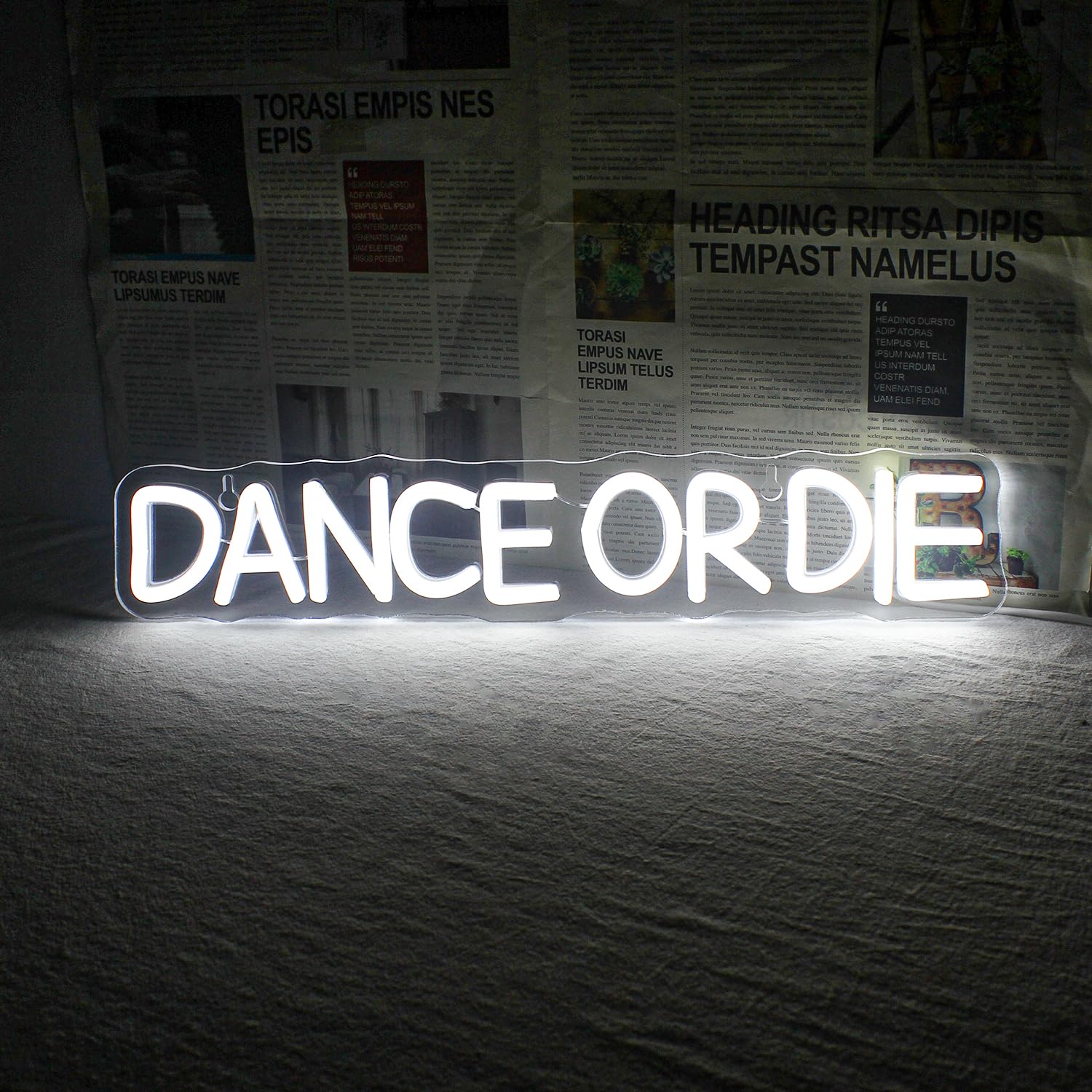 Dance or Die Neon Led Sign, White Neon Signs for Wall Decor, Letter Neon Lights Signs with USB Powered for Dance Party, Dance Studio, Bedroom