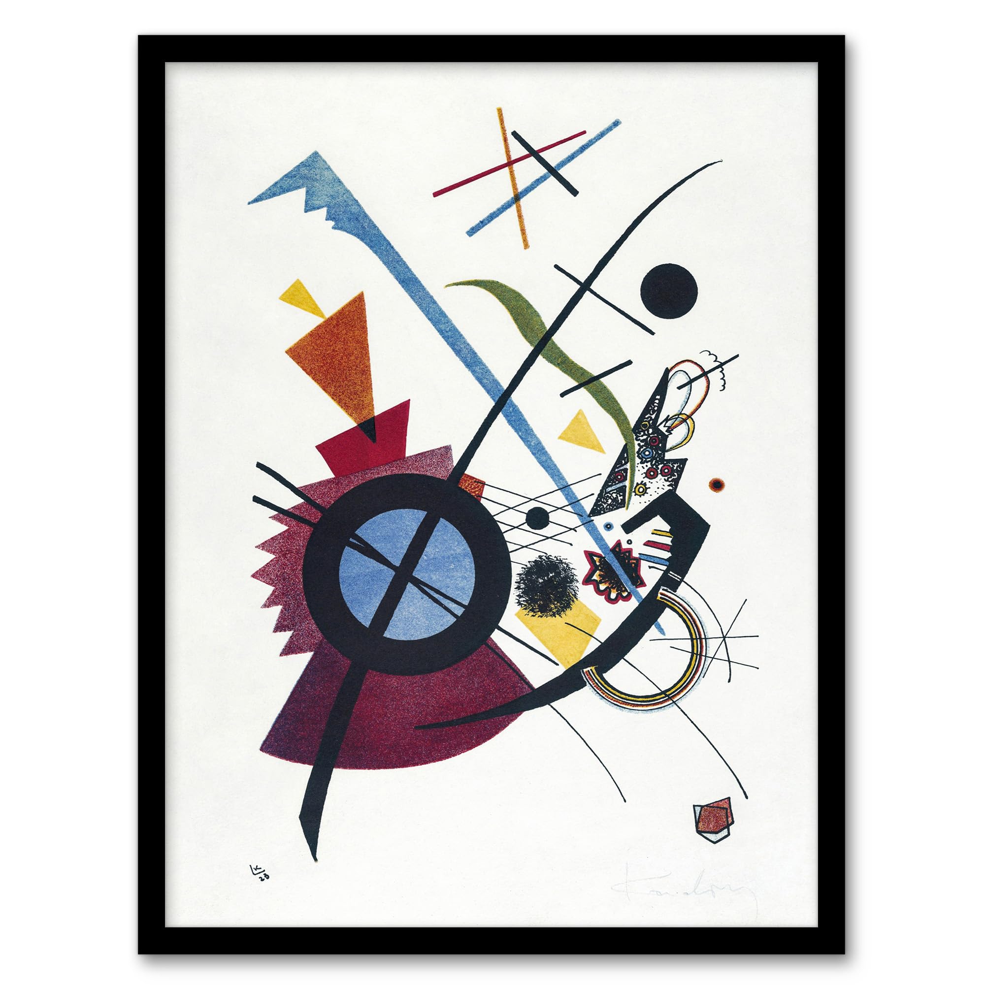 Artery8 Framed Print - Wassily Kandinsky Violet Abstract Painting - White - A4