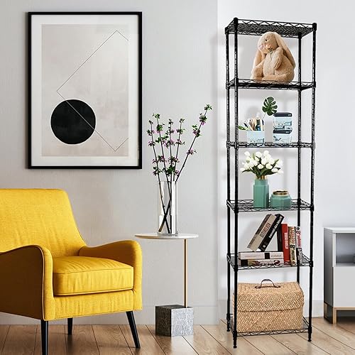 Miniatura 2 de Estantería de alambre de 6 niveles con estantes ajustables, unidad de almacenamiento de metal para lavandería, baño, cocina, despensa, organización