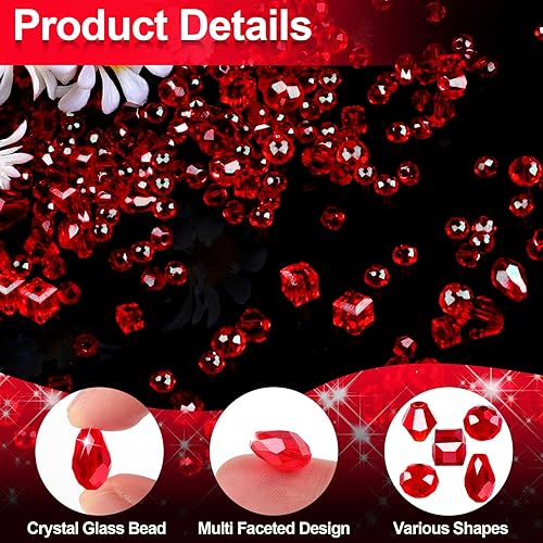 Miniatura 4 de Cuentas de cristal, 600 cuentas de vidrio, cuentas de cristal surtidas para la fabricación de joyas, cuentas de joyería Rondelle con caja de