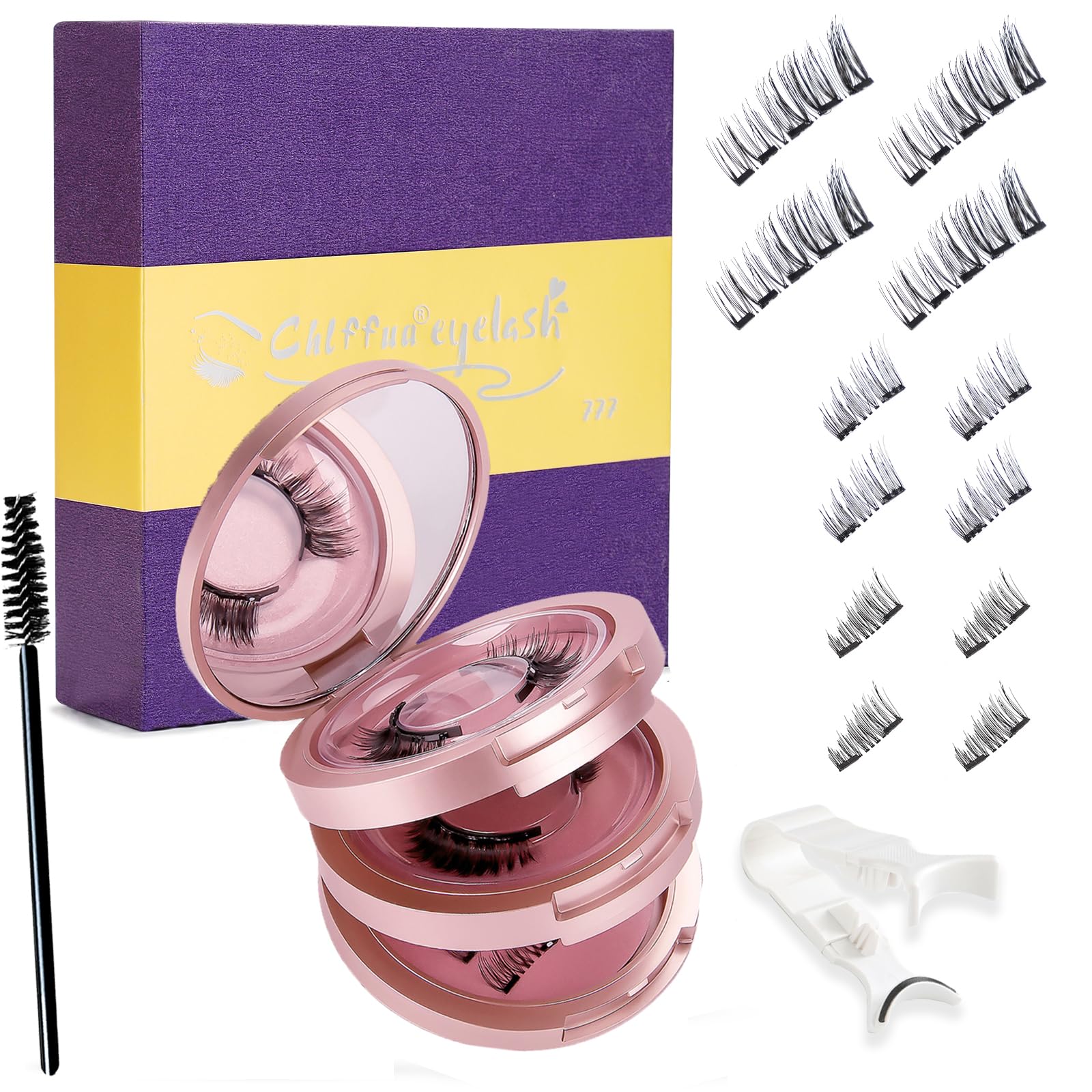 Faux Cils Magnétique Aimanté Populaire par Femmes pour Eye Makeup Waterproof Réutilisables (4 paires)