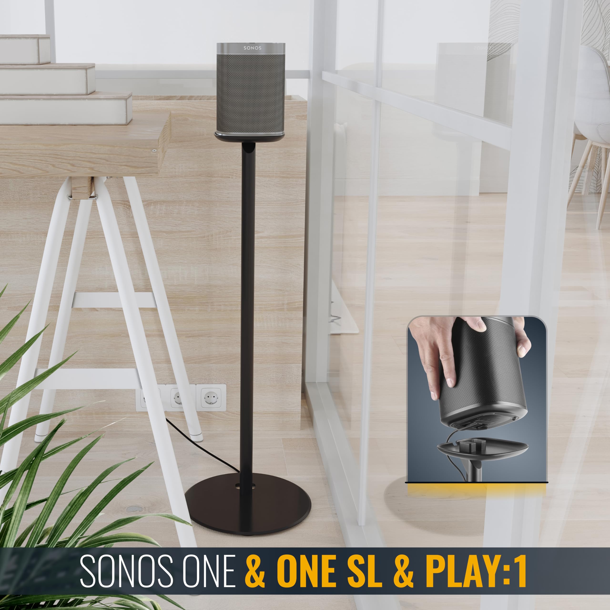 RICOO Soporte de pie LH054-F Altavoz Base de Suelo para Sonos One One SL & Play:1 Stand para bafles Bluetooth Soundbox WLAN Airplay Speaker