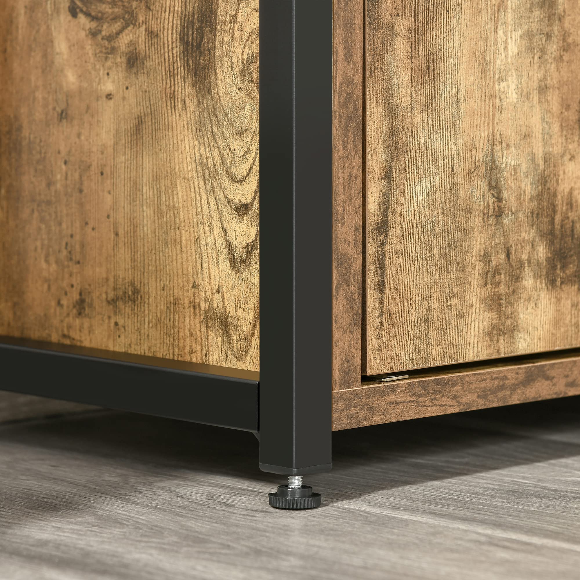 HOMCOM Librería, Estantería para Libros con 4 Estantes, 2 Cajones y Puerta, 58x24x122 cm, Estantería Industrial para Salón, Dormitorio, Estudio, Oficina, Marrón Rústico