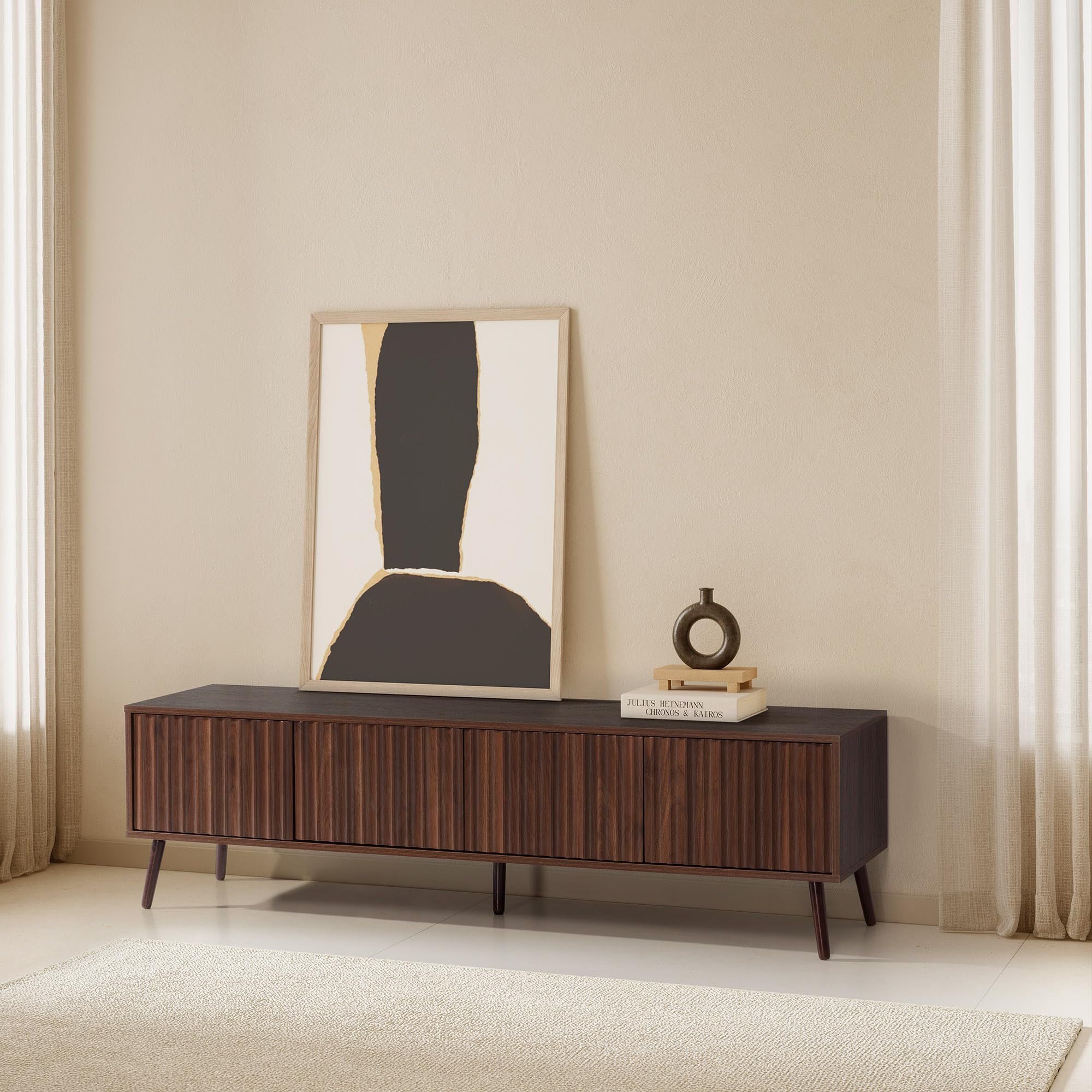 HOMN LIVING TV-Schrank Lluvia 4 türen Walnuss-Optik, 160 cm (Breite) 40 cm (Tiefe) 45 cm (Höhe)
