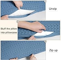 Vista 281 de PHF Fundas de almohada 100% algodón con tejido de gofre de 24 x 24 pulgadas, paquete de 2 fundas cuadradas para decoración elegante del hogar, sin