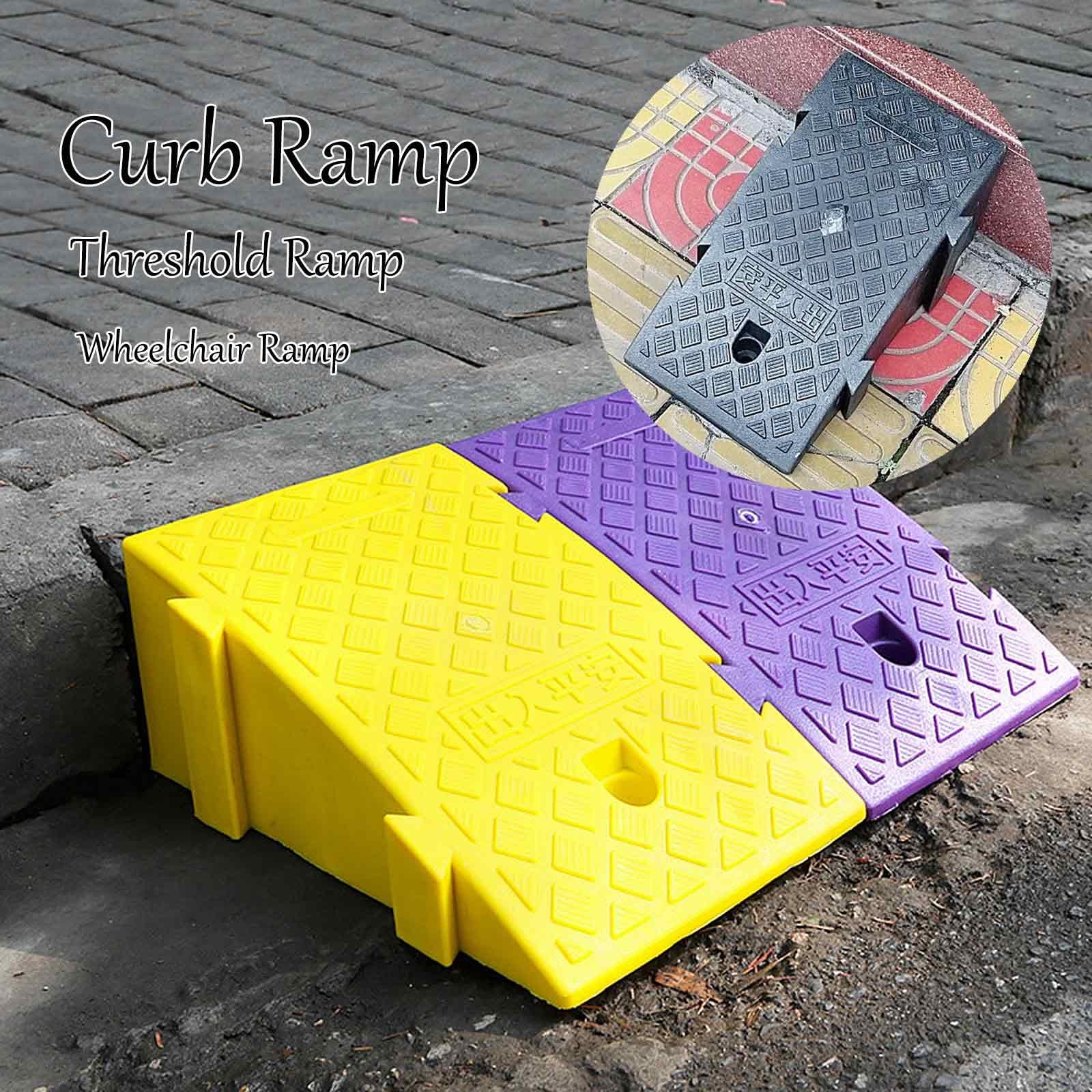 Rampa krawężnikowa z PCV | Wielokolorowy wzrost 16-19 cm do drzwi Podjazdy Wózki inwalidzkie Skutery: Rampa na zboczu(Black,16cm Rise high)