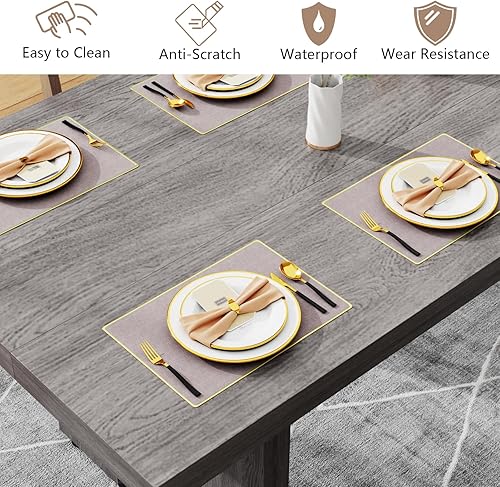 Miniatura 7 de Loomie 70.8 Inch Dining Table, Vintage Grey Modern Kitchen Table for 6-8 People, Large Dinning Room Furniture Rectangle Dinner Table for Living