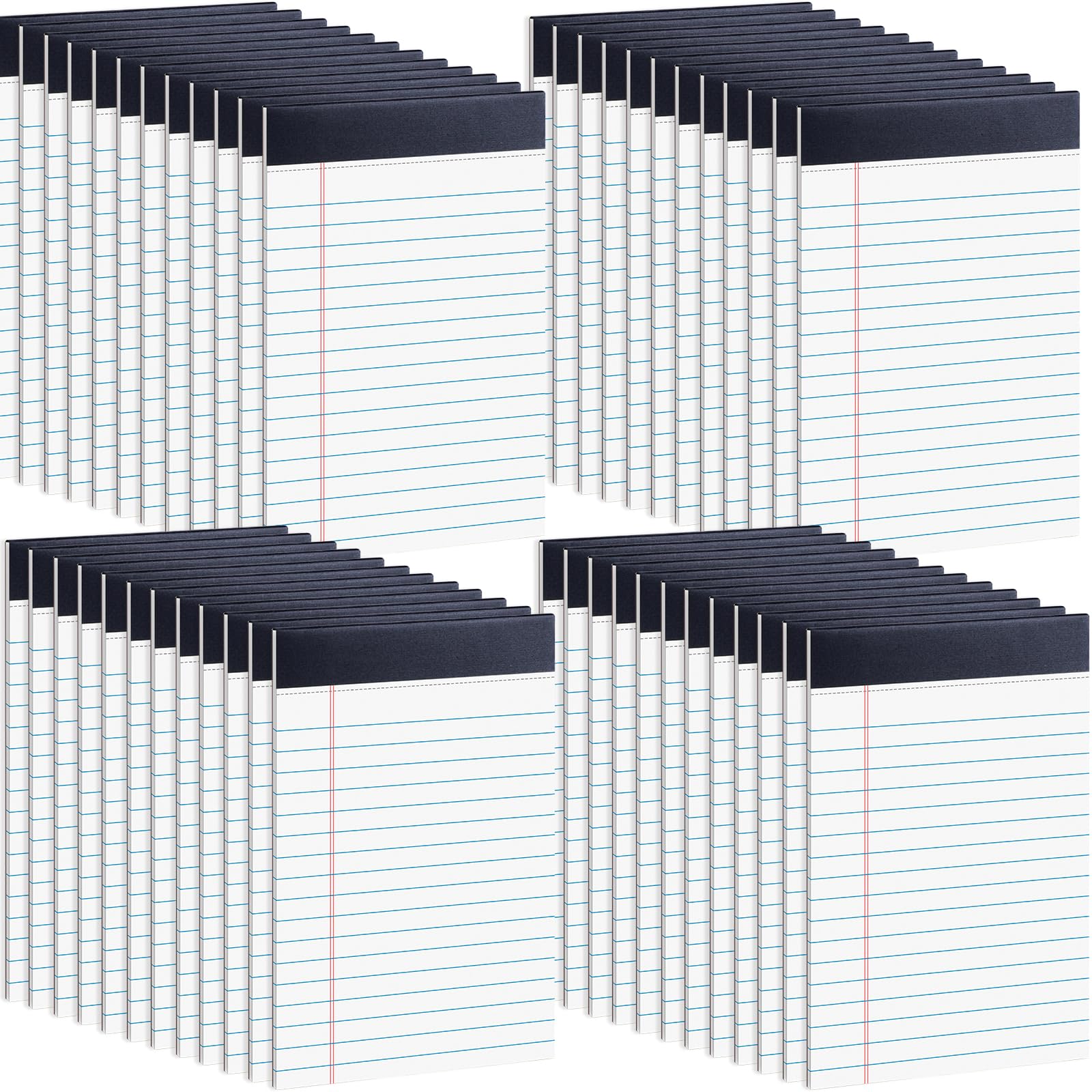 Confezione da 48 blocchetti per appunti legali, 12,7 x 20,3 cm, bianchi, a righe, perforati, per lavoro, studio, lista di appunti quotidiani, quaderni a righe, per ufficio, casa, scuola