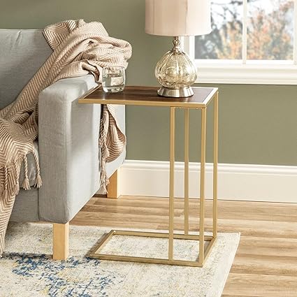 Priti Modern Table Square with Top Brown Frame | Square Side Table