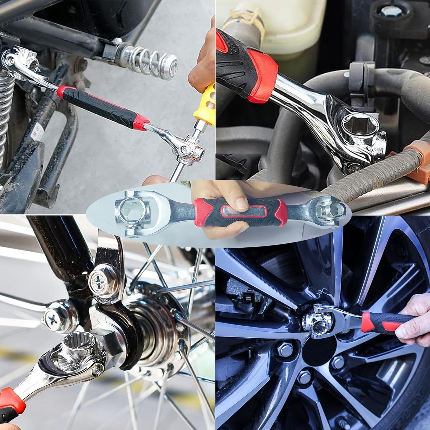 2-Piece Universal Socket Wrench Set, 48-in-1 & 8-in-1 Multifunction Tools with 360° Rotating Head, Adjustable Spanners for Home Car Bicycle Repair, 8-19 mm，8-22mm