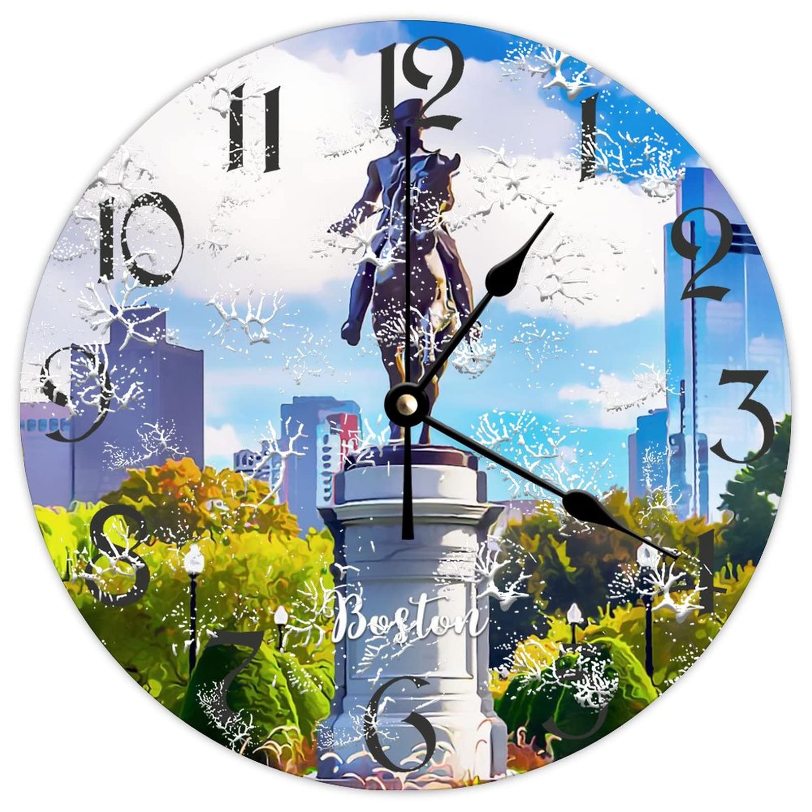 Horloge murale ronde en bois de qualité supérieure au design vintage Boston