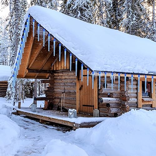 Miniatura 7 de WATERGLIDE 16 luces de lluvia de meteoritos de carámbanos, 12 pulgadas, luces de Navidad de carámbano para exteriores, 384 SMD LED, luz de caída de