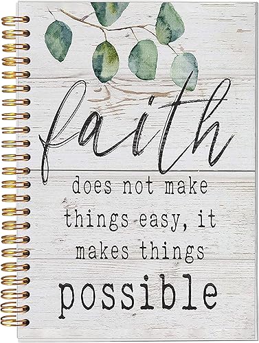 Christian Things Does Not Make Things Easy Cuaderno motivacional con espiral con forro de hojas de eucalipto de 8.3 x 5.5 pulgadas, cuaderno de tapa
