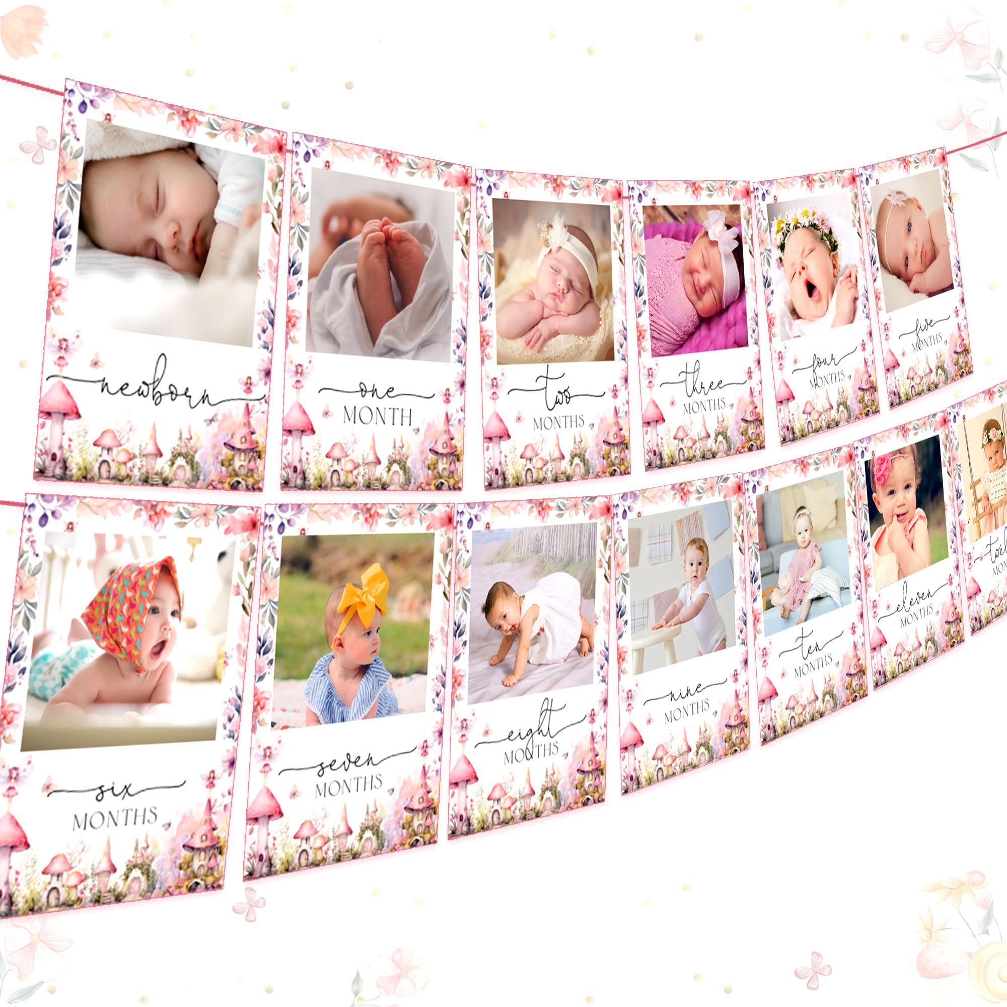 JeVenis Pink Mushroom Fairy First Birthday Decorations My Fairy First Birthday Decorations High Chair Banner Photo Banner 1st Birthday Fairy Decorations