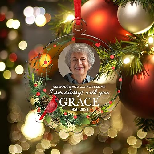 Miniatura 4 de Regalos conmemorativos, adorno de Navidad conmemorativo con foto personalizada, adorno conmemorativo personalizado con nombre y fechas, regalos de