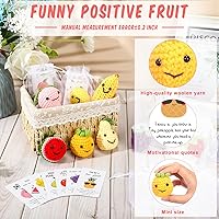 Vista 3 de Shappy 10 Sets Inspirational Positive Fruit Toy Gift Cute Funny Wool Knitted Fruit Mini Employee Appreciation Gift Motivational Pun Card Organza Bag