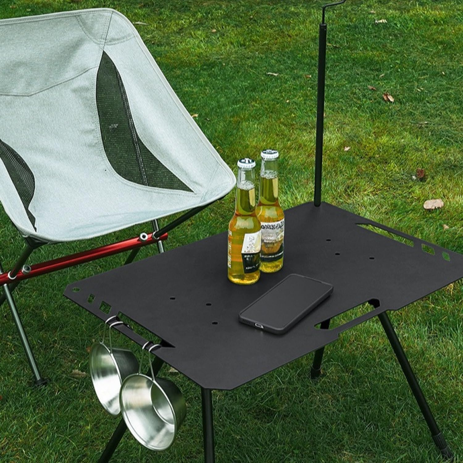 Amazon.co.jp: 折りたたみキャンプテーブル(ライトスタンド付