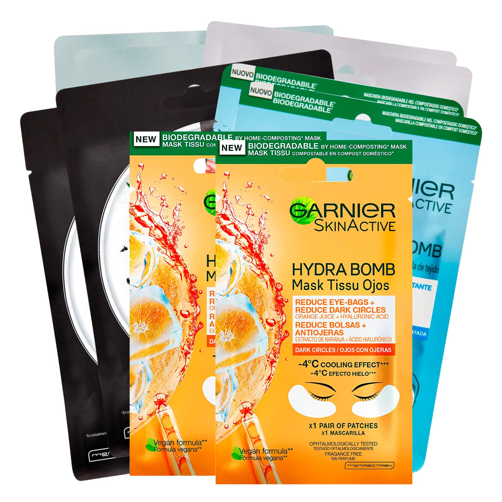 3x Garnier SkinActive Hydra Bomb Mascarilla Facial en Tela Hidratante y Matificante con Té Verde y Ácido Hialurónico — view 4