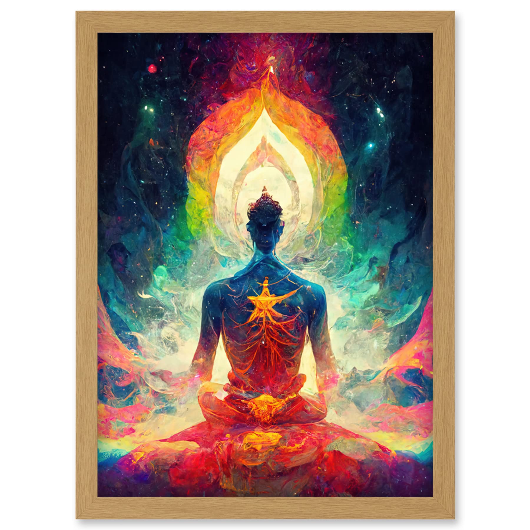 Doppelganger33 LTD Ethereal Seven Chakra Meditation Astral Artwork Framed Wall Art Print A4