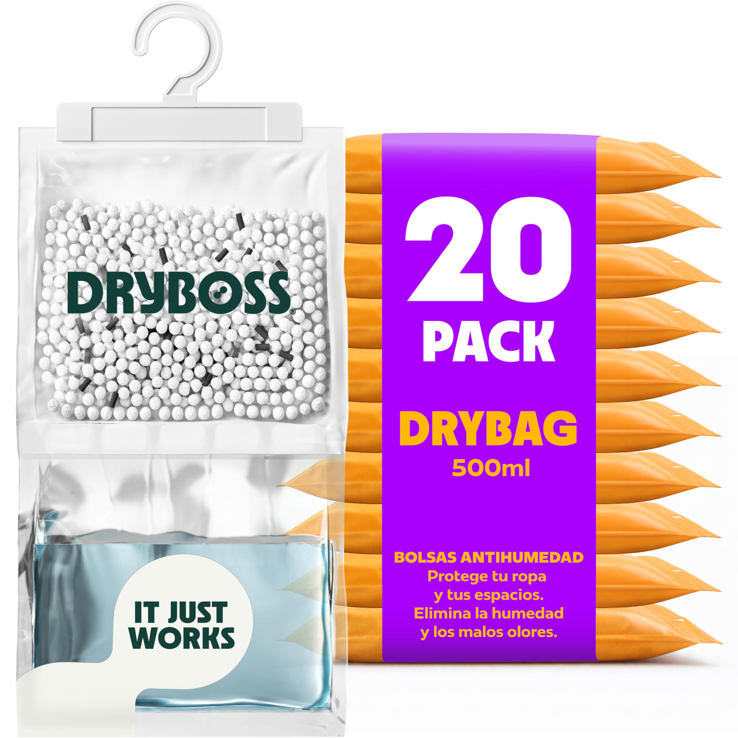 Bolsas Antihumedad Armarios XL - DRYBOSS - Deshumidificador para armario que absorbe humedad y condensación en pared, habitación, cajones y ropa, ayuda contra moho y olores - Pack 10 (2,5 kg) — view 9