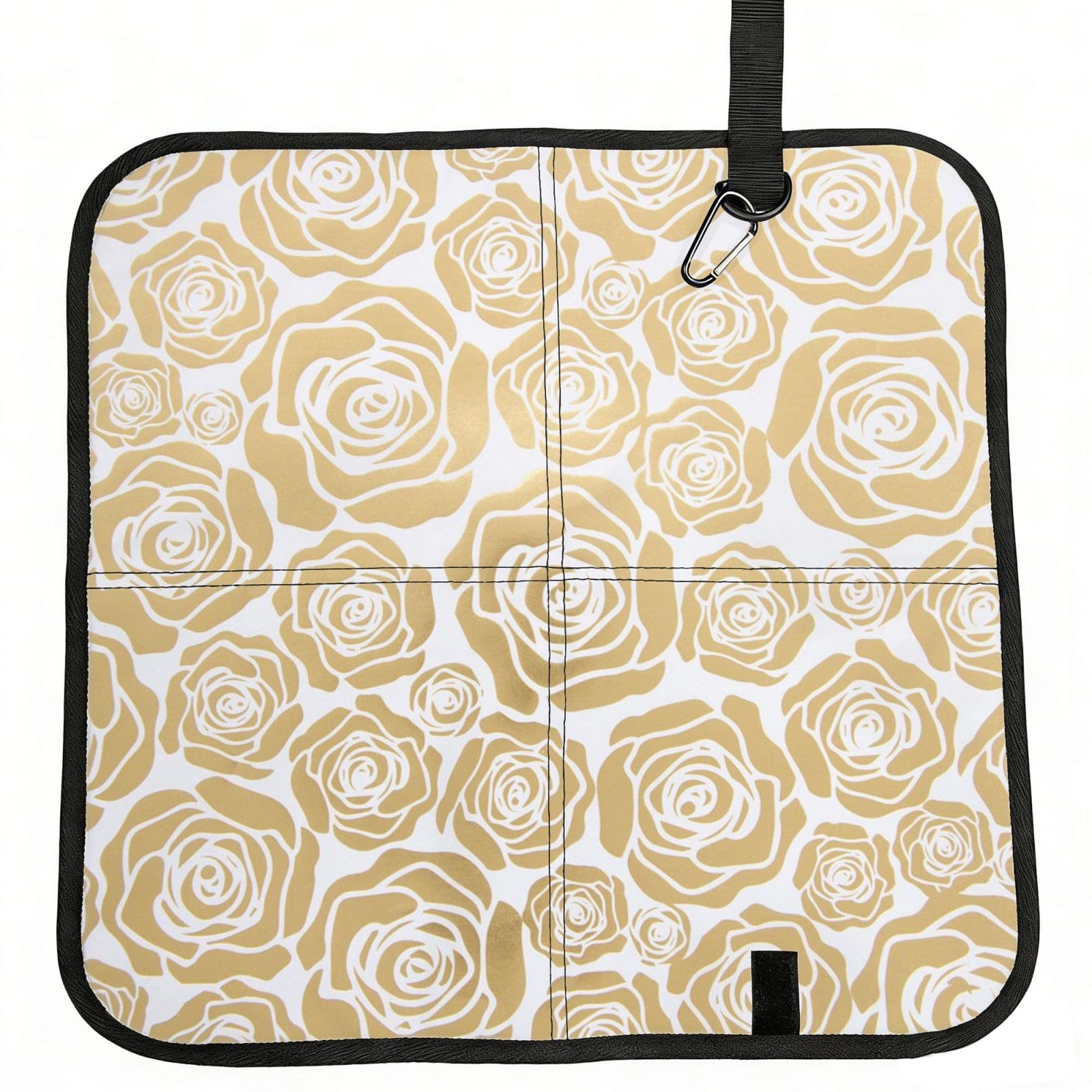ERCgad Many Golden Flowers Print Foldable Seat Cushion Portable Chair Pad Lightweight Travel Outdoor Office Home