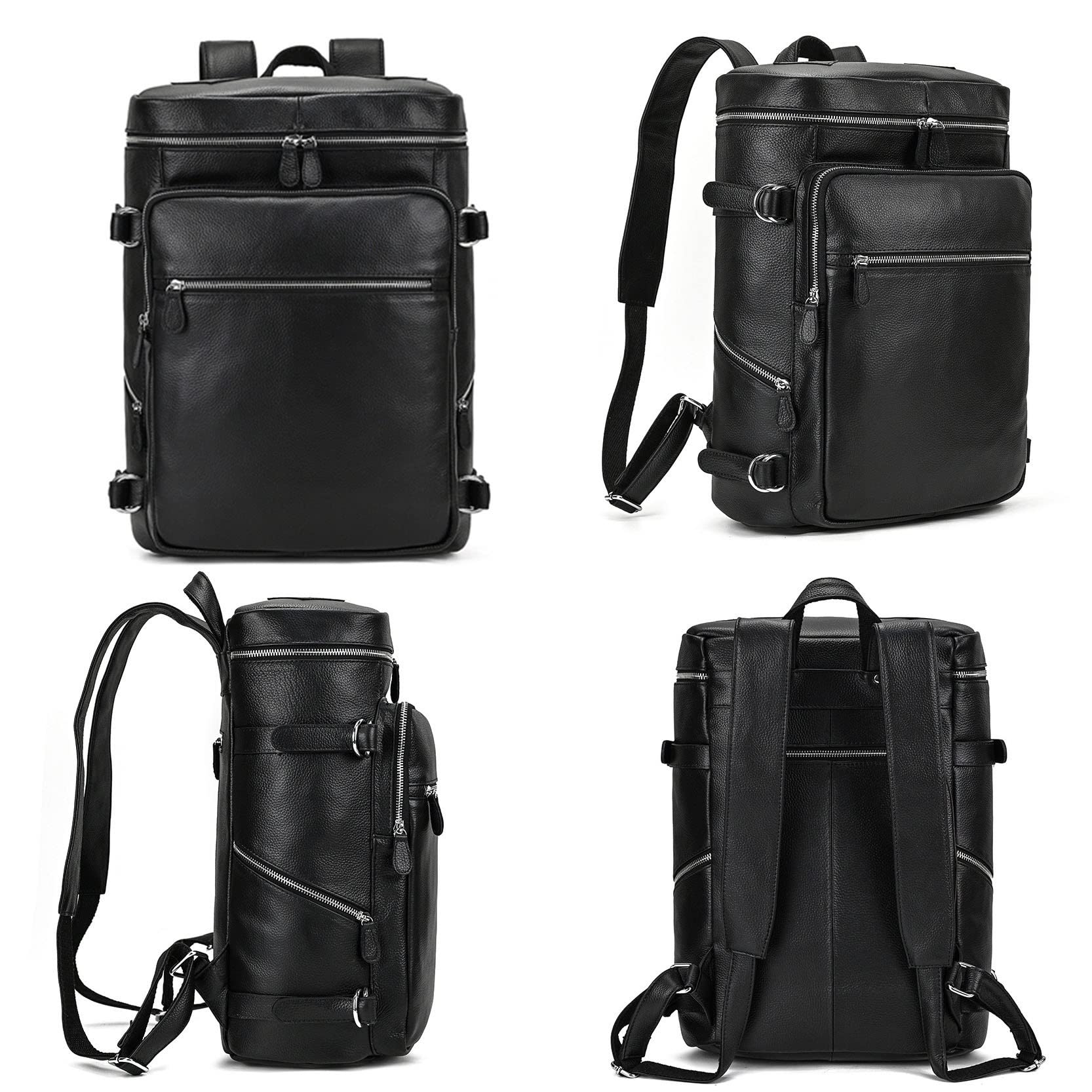 Laptoptasche Rucksack Herren Arbeit Schulrucksack, Herren Vintage Echtes Leder Rucksack 15,6 Zoll Laptop Tasche Mode College Tasche Große Kapazität Computer Rucksack Reise Daypack für Business/Schule/