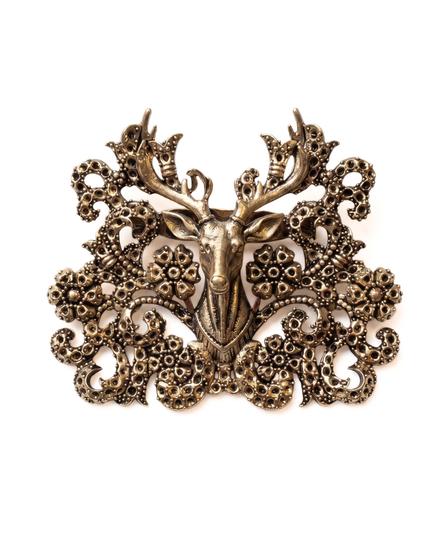 Royal Antler Brooch for Men, Antique Gold Finish Brass Lapel Pin for Grooms, Jewellery Accessory for Suits, Sherwani, Bandhgala, Blazer, Weddings, Anniversary, Gifting-image-9