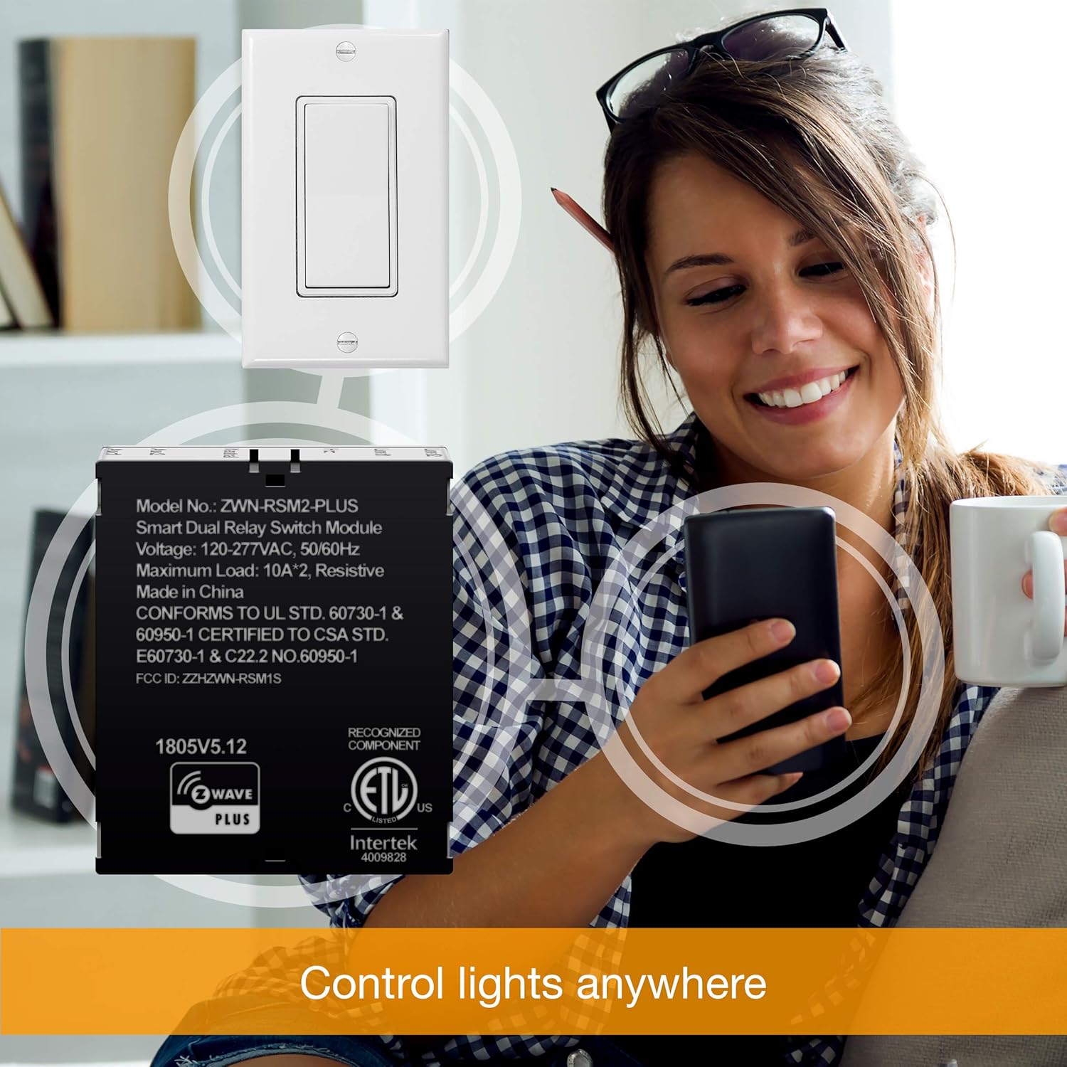 ENERWAVE Z-Wave Plus Dual Relay Module, Hidden Smart Switch, Single Pole, 120-277VAC, 10A Per Relay, Neutral Wire Required, ZWN-RSM2-PLUS, Black, 2-Pack (New Version): Tools & Home Improvement