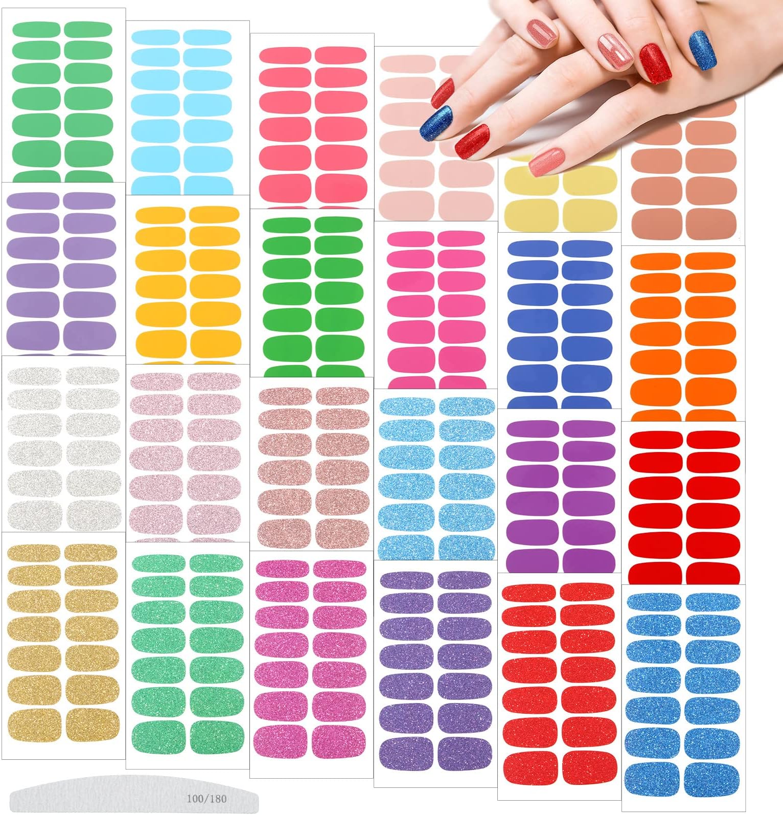 SILPECWEE 5 Sheets Rainbow Nail Wraps Nail Polish Stickers