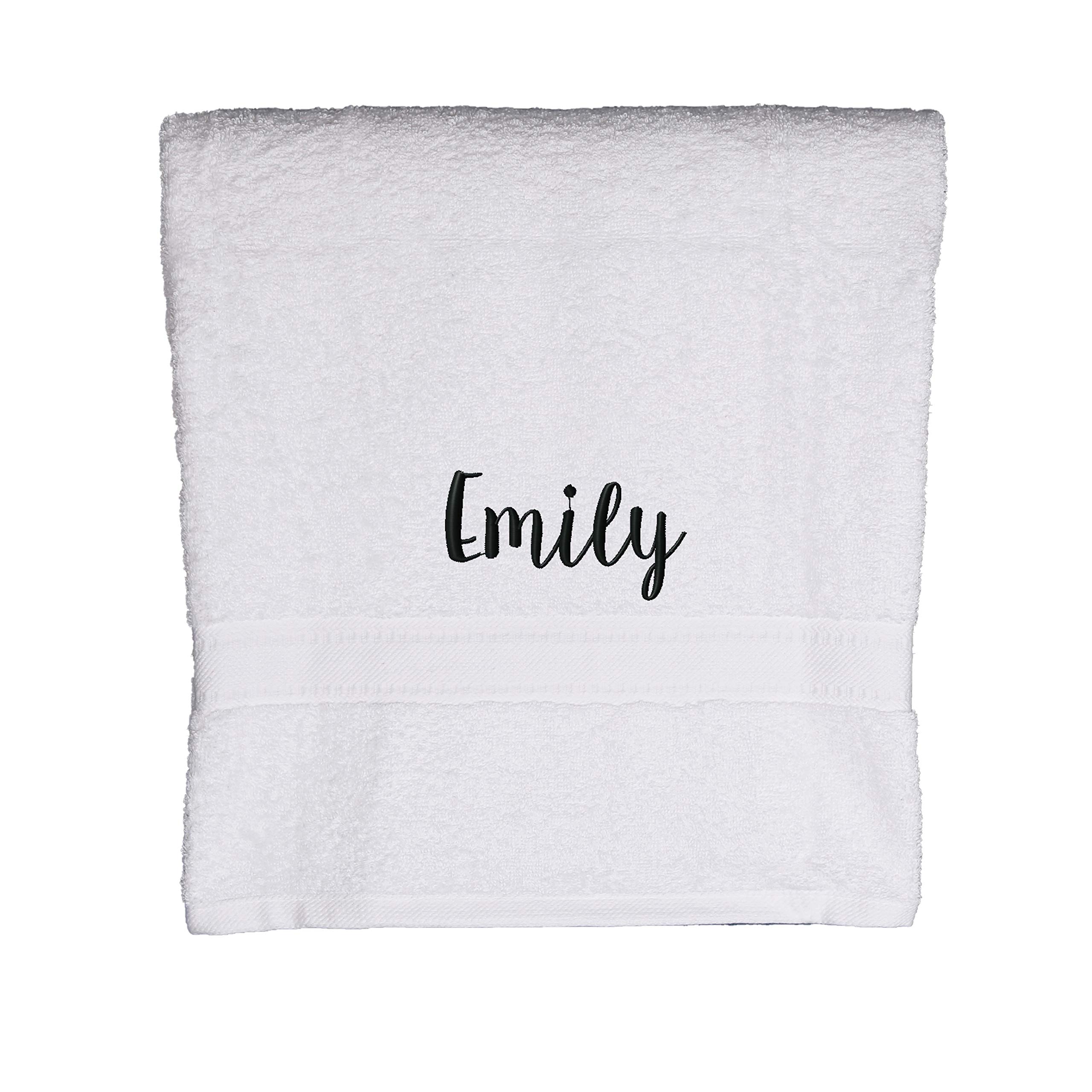 Aztex White Personalised Combed Cotton Towels, 100% Cotton - Hand Towel,