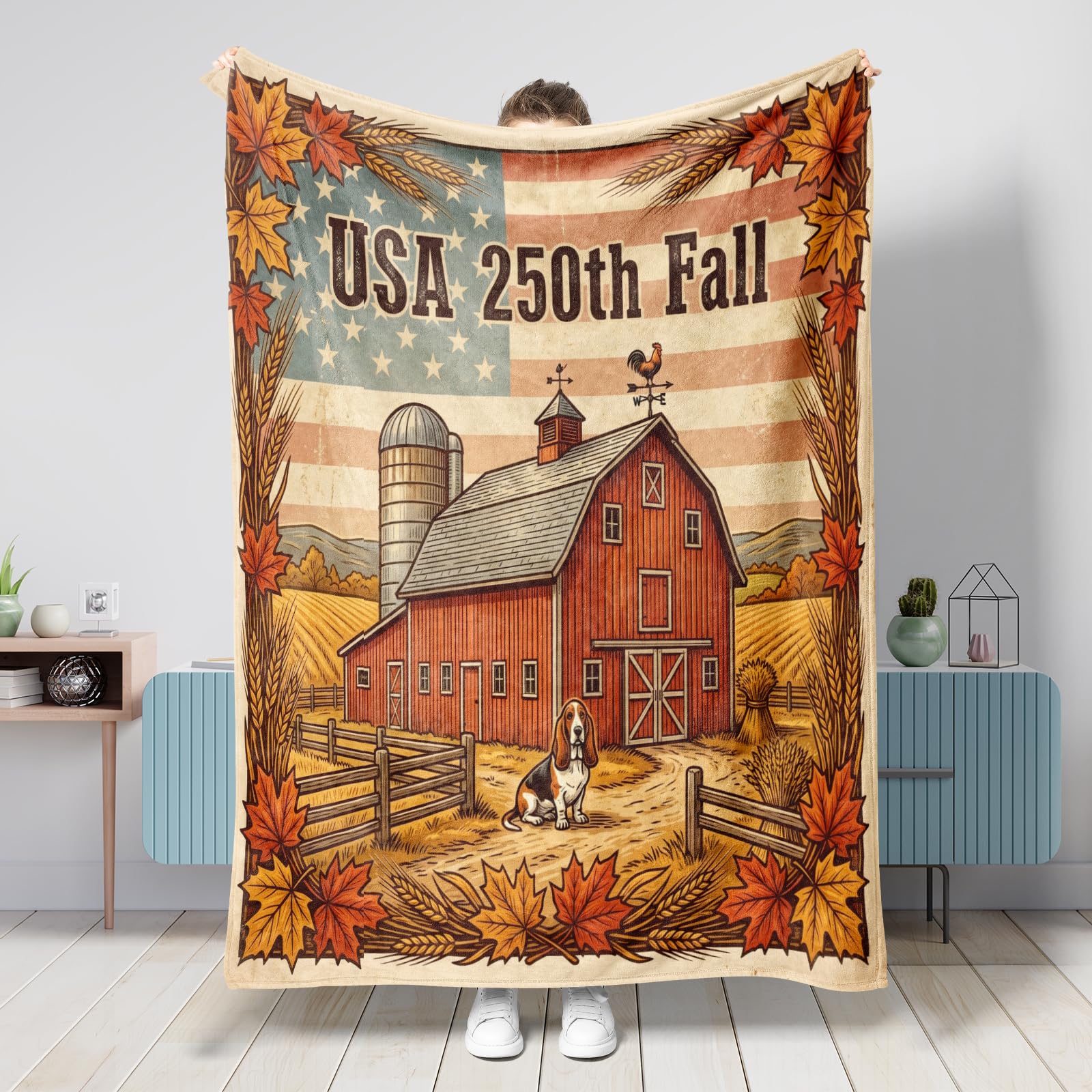 Couverture voyage et plage au motif basset pour des moments de détente au chaud