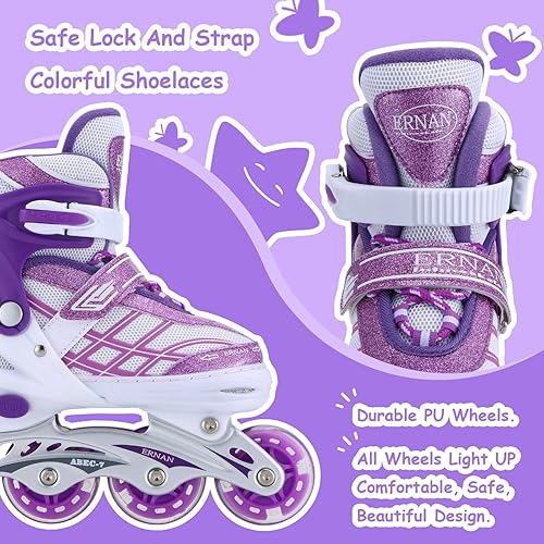 Miniatura 5 de Patines en línea para niños y niñas principiantes ajustables, las 8 ruedas iluminadas
