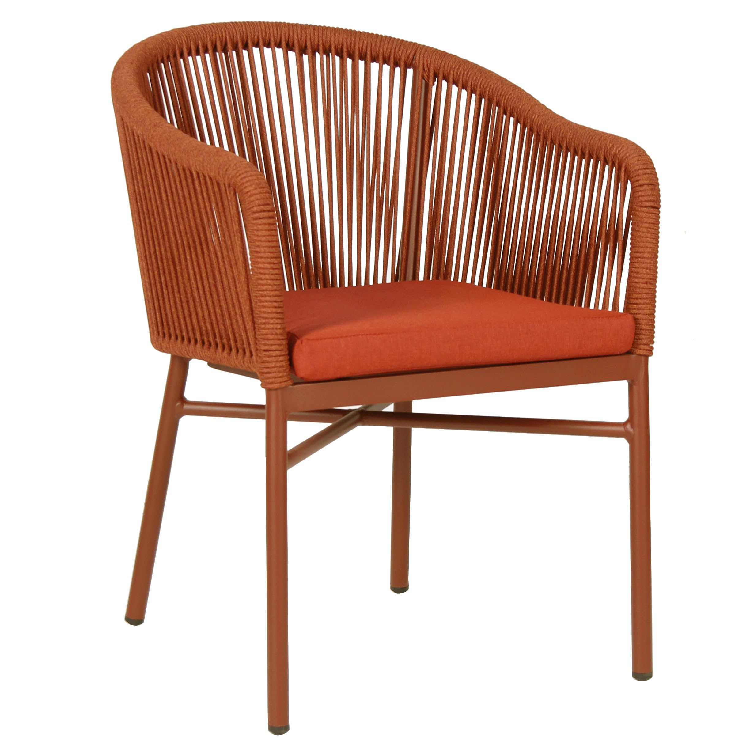 BrackenStyle Fleet Rope Arm Chairs, Metal Frame, Orange
