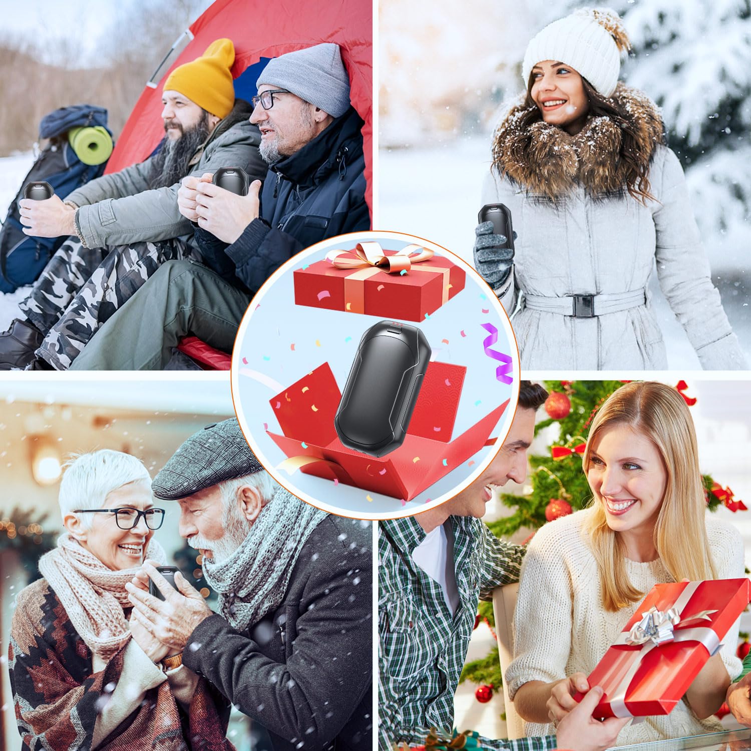 Hand Warmers Rechargeable, 2 Pack Electric Hand Warmer 2 in 1 Hand Warmers Double-Sided Heating, Pocket Warmer for Hunting, Hiking, Camping, Golf, Winter Gifts