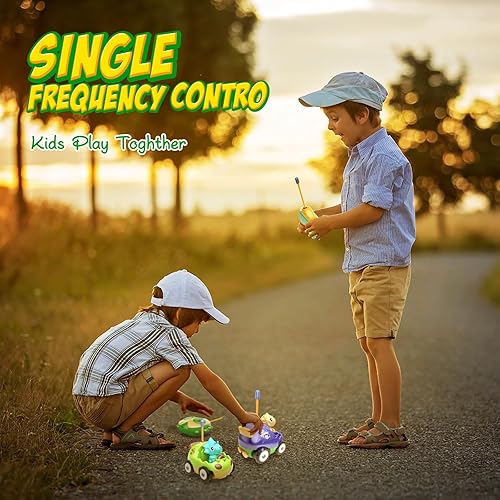 Miniatura 5 de Yeaye Auto a control remoto para niños pequeños, paquete de 2 autos a control remoto, autos de dibujos animados para niños de 18 meses, juguetes