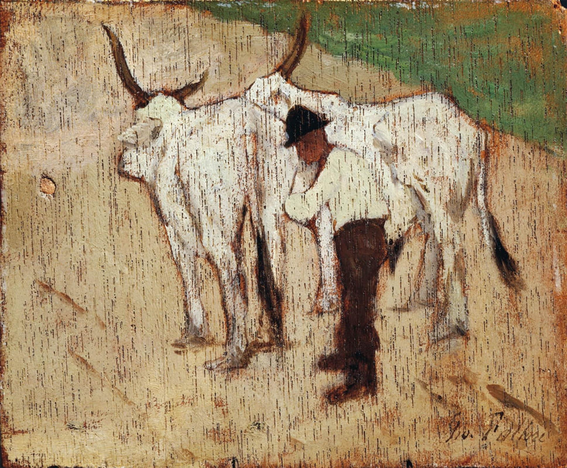 ARTXLXXBN Famous Painting Canvas Artwork Graffiti Print Herdsman and Cattle by Fattori Portrait Canvas Image for Home Decor 60x90cm