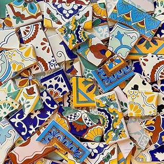 10 Pounds of Broken Talavera Mexican Ceramic Tile in Mixed Decorative Designs Multicolor - Buy now