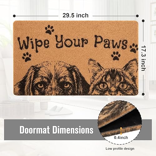 Miniatura 3 de Asrug Tapete para puerta de perro para interiores y exteriores, tapete de fibra de coco artificial duradero para entrada, rascador de zapatos de