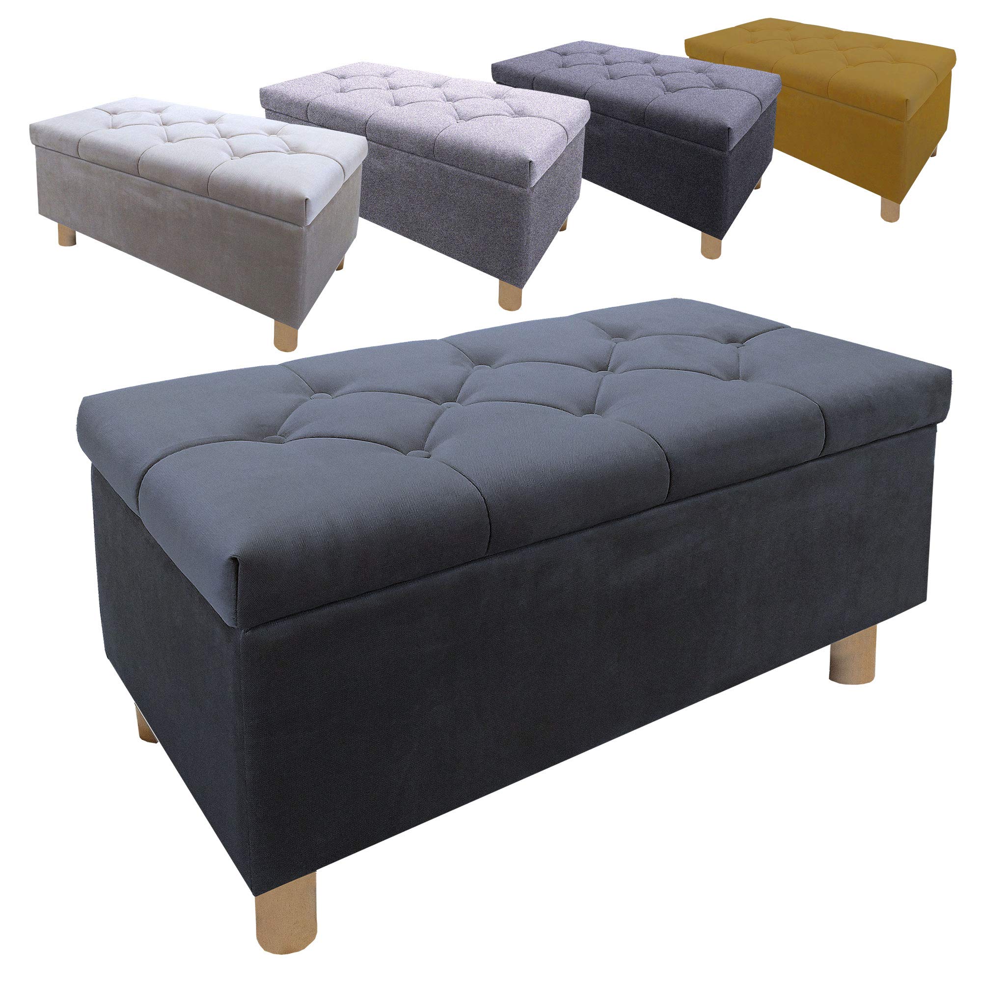 Sitzbank Sitzhocker Sitztruhe mit Stauraum Aufbewahrungsbox (Beige)