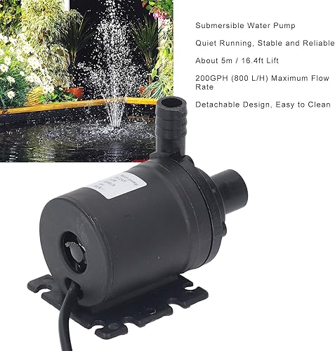 Miniatura 2 de Fafeicy Bomba sumergible, bomba de fuente de 200 GPH para acuario con elevación de 16.4 ft DC24V para fuente, estanque, acuario hidropónico
