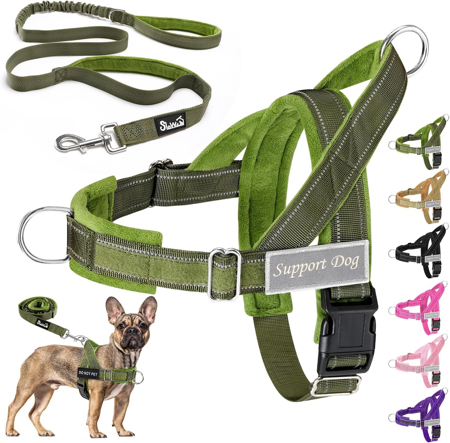 Eyein No Pull Harness for Dogs - Heavy Duty Soft Padded Pet Vest and Lead Set for Medium Large Dog, Adjustable Reflective Anti-pull with Front Clip for Walking Training (Green,M) — image 1