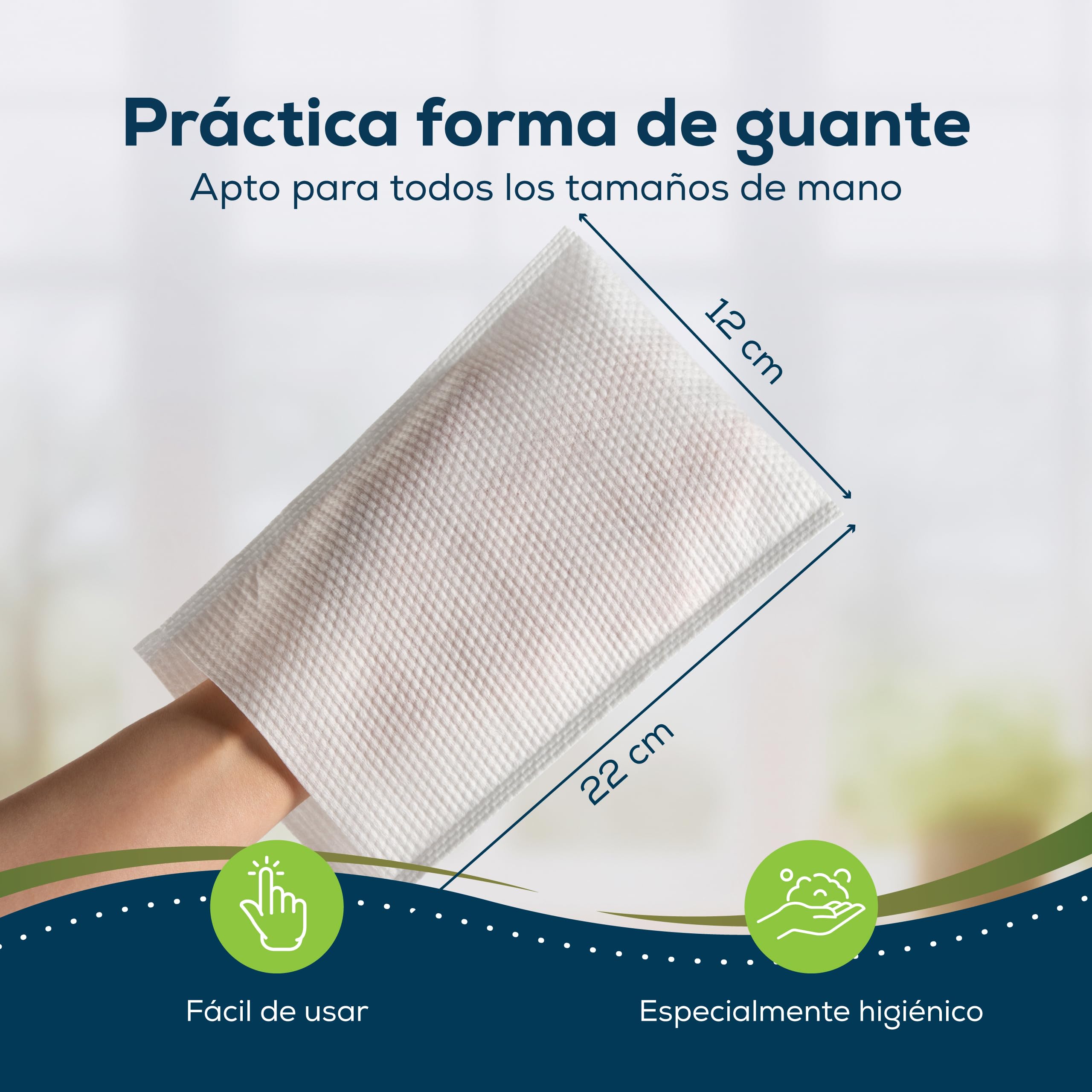 Sensalou Toallitas Lavables Húmedas Desechables para Adultos – 192 Unidades – Guantes De Higiene para Cuidado Profesional Y Domiciliario – Limpieza Corporal Sin Aclarado para Personas Dependientes