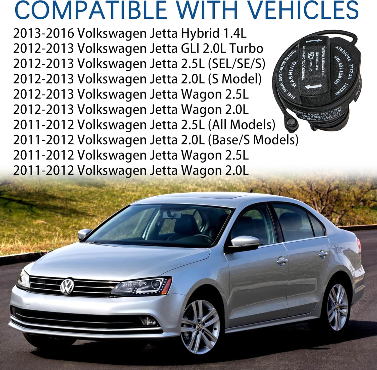 5C0201550E Gas Cap, Fuel Cap For Volkswagen Jetta 2011-2016 Genuine. Replaces# 7E0253059AS, 1J0201553N, 5C0-201-550E