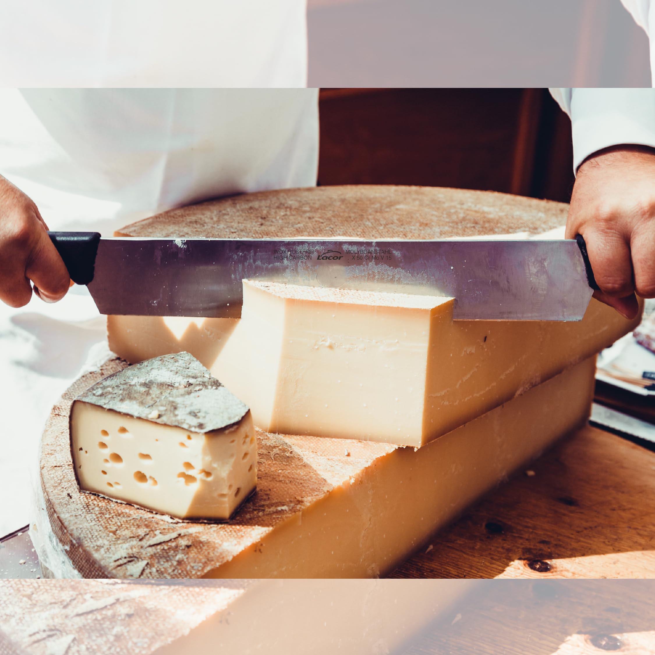 LACOR - 39101 - Couteau Fromage, Couteau à Fromage Professionnel, Lame Droite, Acier Inoxydable, Manche Ergonomique, 40 cm