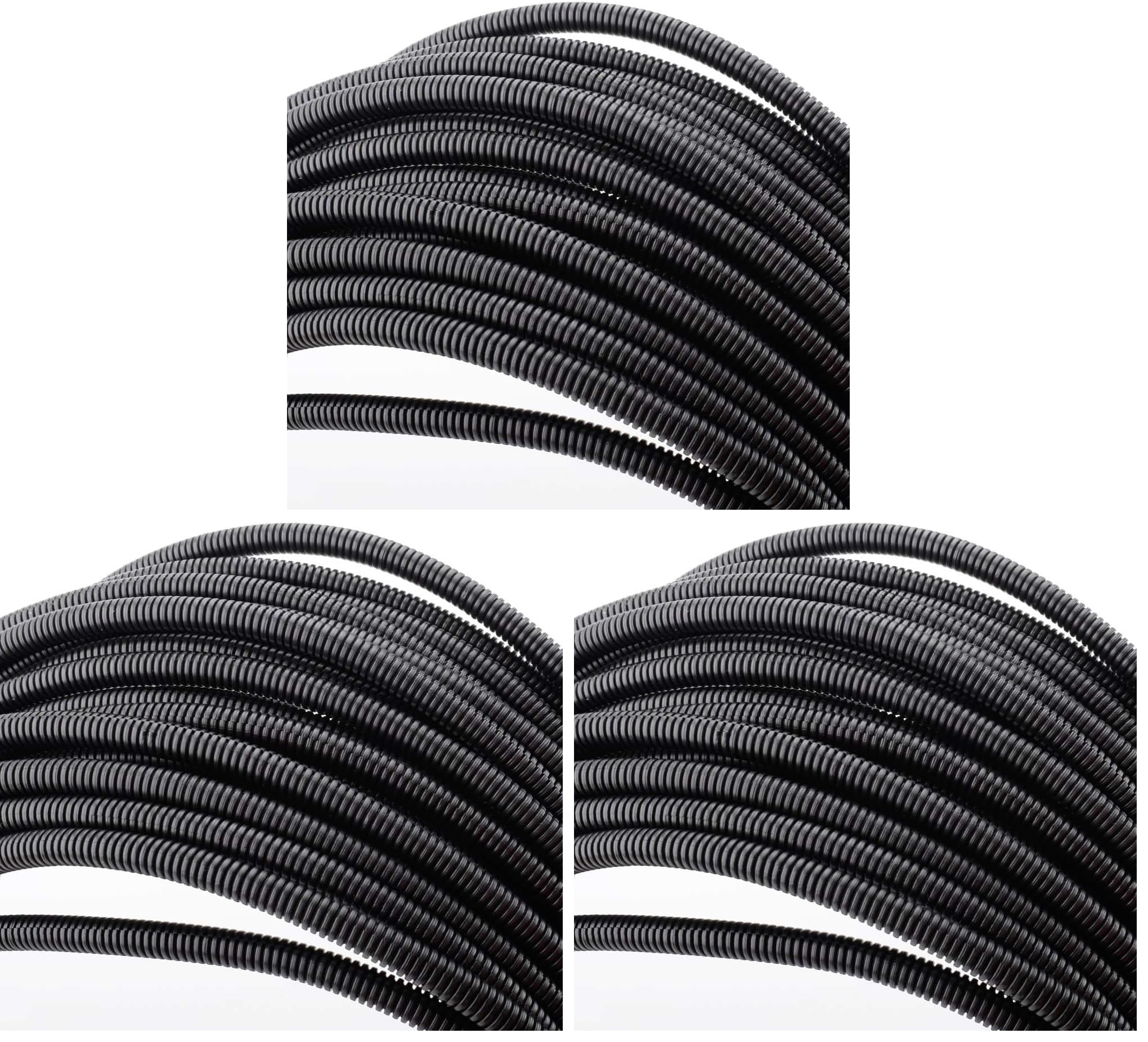 ZhiYo 100 FT 1/4" Wire Loom Split Tubing Auto Wire Conduit (Pack of 3)