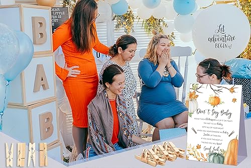 Miniatura 6 de Juego de baby shower con texto en inglés "Don't Say Baby Show", decoraciones rústicas para baby shower, decoraciones neutrales para baby shower,